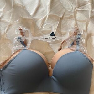Nautica Blue and Nude Ribbed Padded T-Shirt Bra